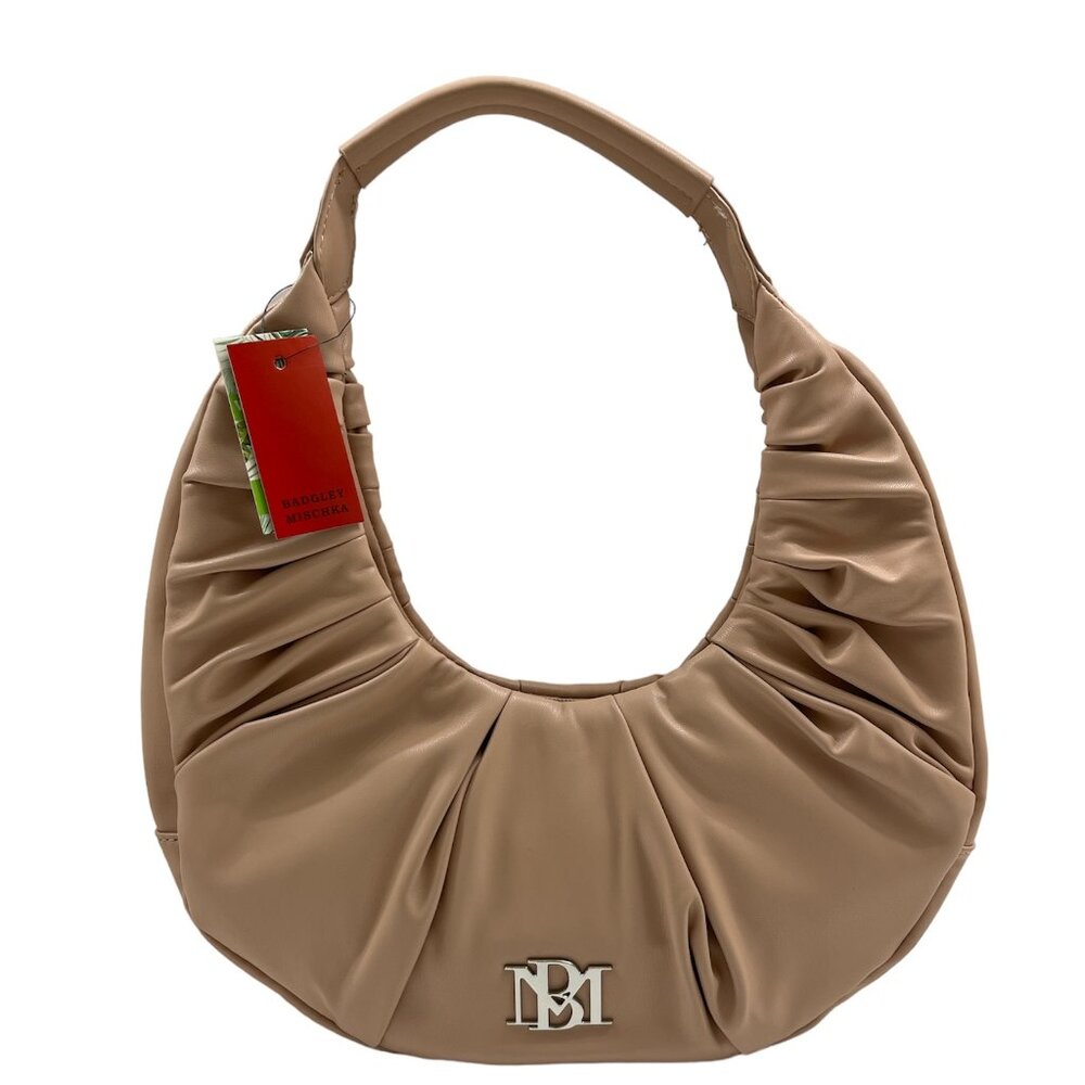 Badgley Mischka - Pleats Shoulder Hobo Bag - Pink/Peach Vegan Leather - NWT